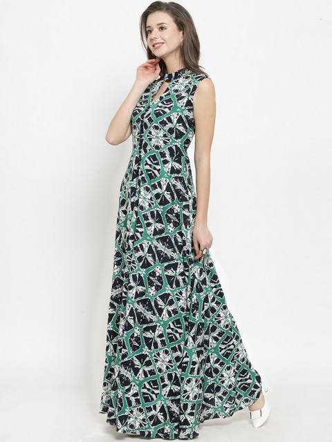 

Get Glamr Women Green & Black Printed A-Line Kurta
