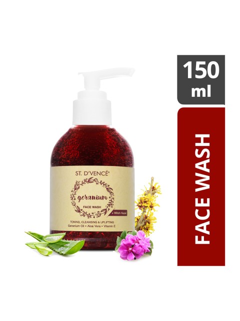 

ST. DVENCE Unisex Egyptian Geranium Oil & Witch Hazel Face Wash 150ml, Red