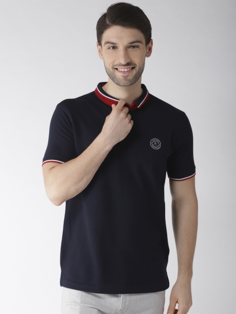 

Richlook Men Navy Blue Solid Polo Collar T-shirt