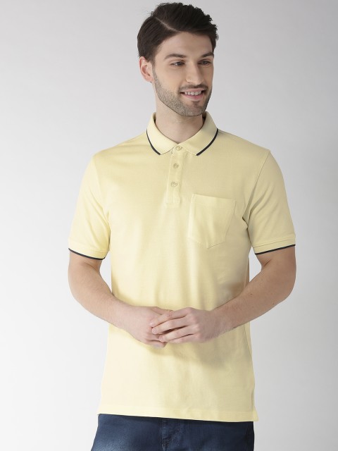 

Richlook Men Yellow Solid Polo Collar T-shirt
