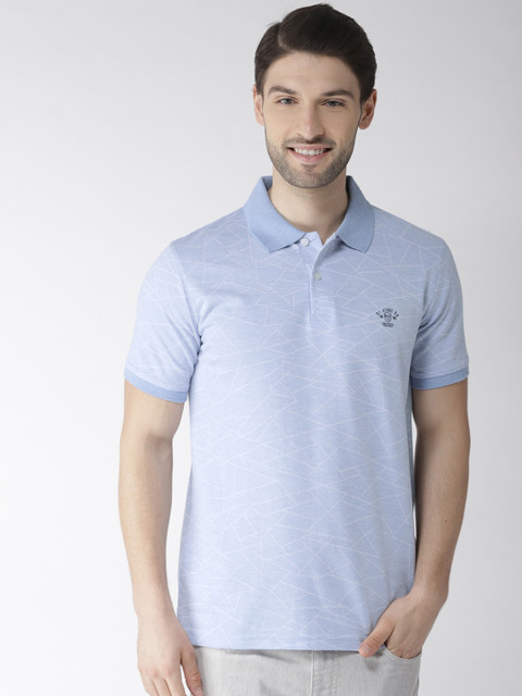 

Richlook Men Blue Printed Polo Collar T-shirt
