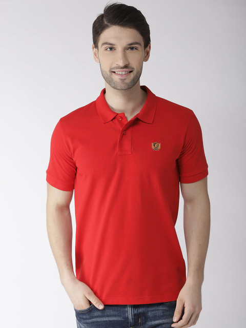 

Richlook Men Red Solid Polo Collar T-shirt