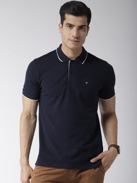 

Richlook Men Navy Blue Solid Polo Collar T-shirt