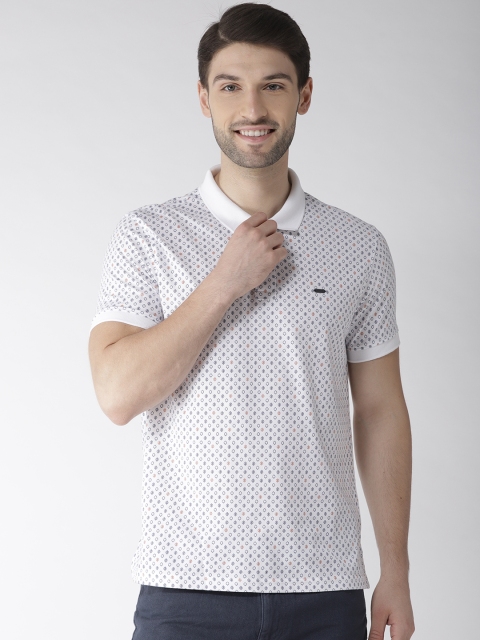

Richlook Men White Printed Polo Collar T-shirt