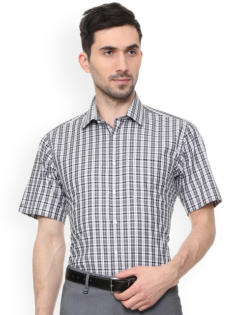 

Van Heusen Men Grey & White Regular Fit Checked Formal Shirt