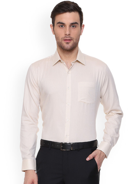 

Van Heusen Men Cream-Coloured Slim Fit Self Design Formal Shirt