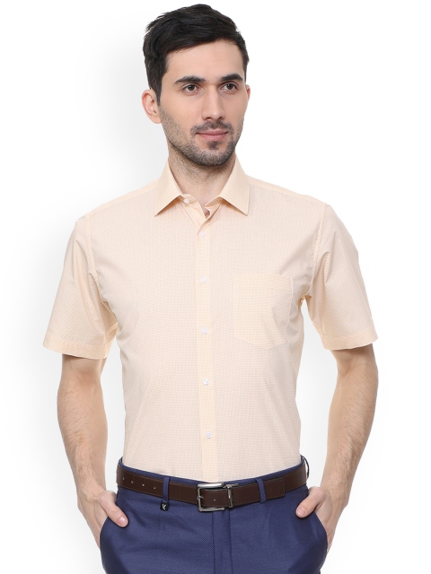 

Van Heusen Men Yellow & Off-White Regular Fit Checked Casual Shirt