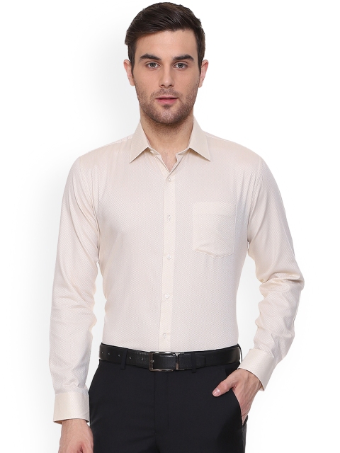 

Van Heusen Men Cream-Coloured Slim Fit Self Design Formal Shirt