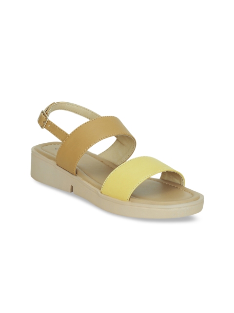 

Get Glamr Women Beige Colourblocked Open Toe Flats