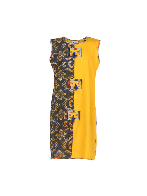 

Aarika Girls Yellow & Multi Woven Design Straight Kurti