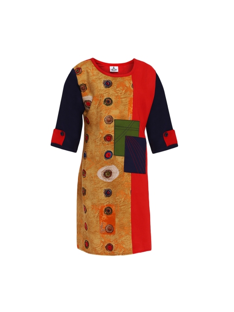 

Aarika Girls Red & Yellow Printed Straight Kurta