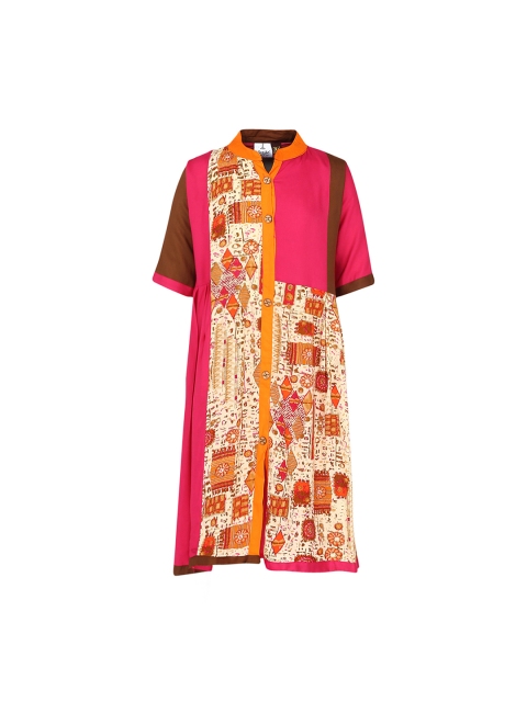 

Aarika Girls Pink & Yellow Printed Straight Kurta