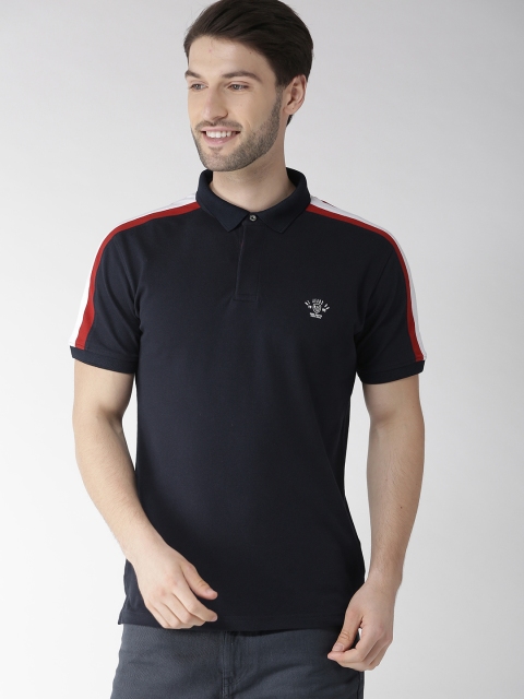 

Richlook Men Navy Blue Solid Polo Collar T-shirt