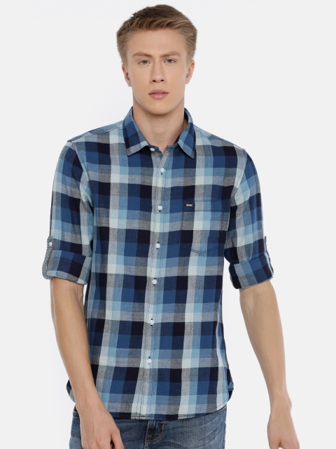 

Lee Cooper Men Blue & Grey Regular Fit Checked Casual Shirt