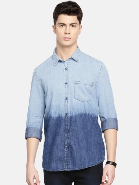 

Lee Cooper Men Blue Regular Fit Faded Denim Casual Shirt