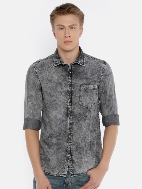 

Lee Cooper Men Black Regular Fit Faded Casual Shirt