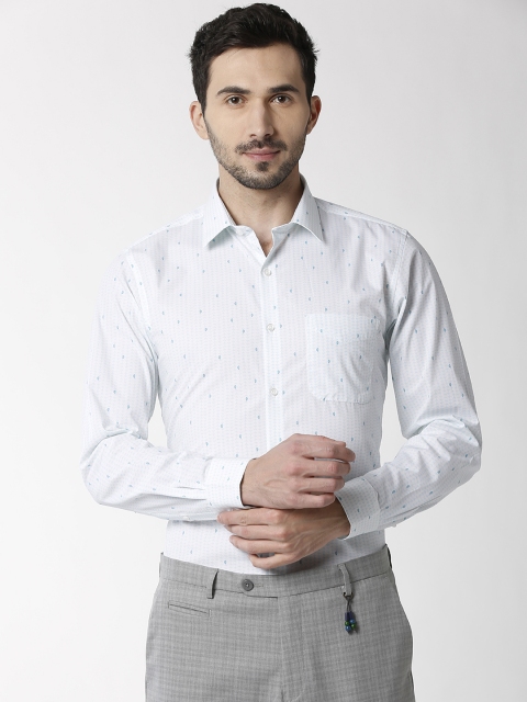 

Peter England Men White Slim Fit Printed Casual Shirt