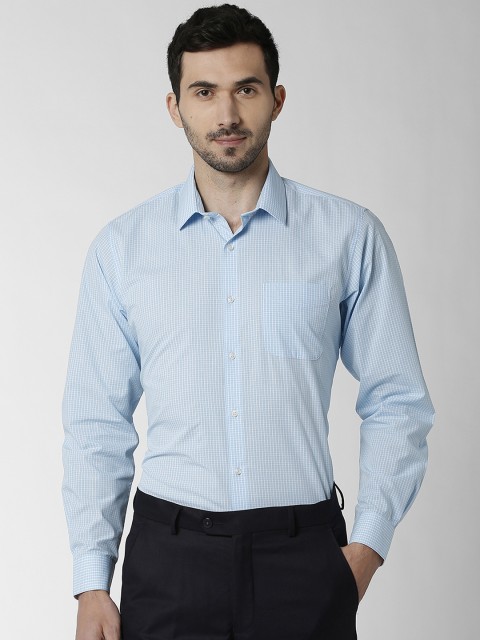 

Peter England Men Blue Regular Fit Checked Formal Shirt