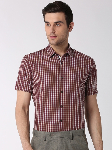 

Peter England Men Maroon & White Slim Fit Checked Formal Shirt