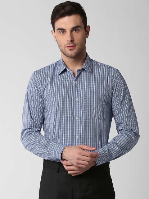 

Peter England Men Blue & Off-White Slim Fit Checked Formal Shirt