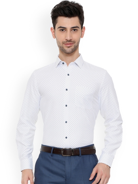 

Peter England Men White & Blue Slim Fit Printed Formal Shirt