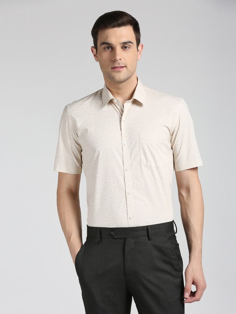 

Peter England Men Beige Slim Fit Printed Formal Shirt
