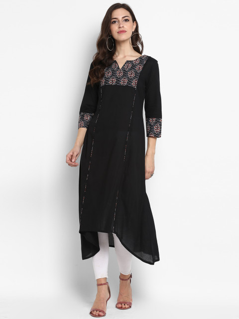 

Meeranshi Women Black Printed A-Line Kurta