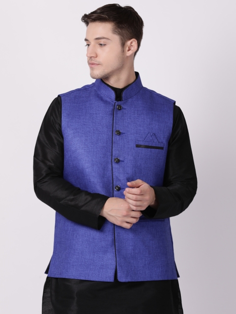 

TABARD Men Blue Solid Woven Nehru Jacket