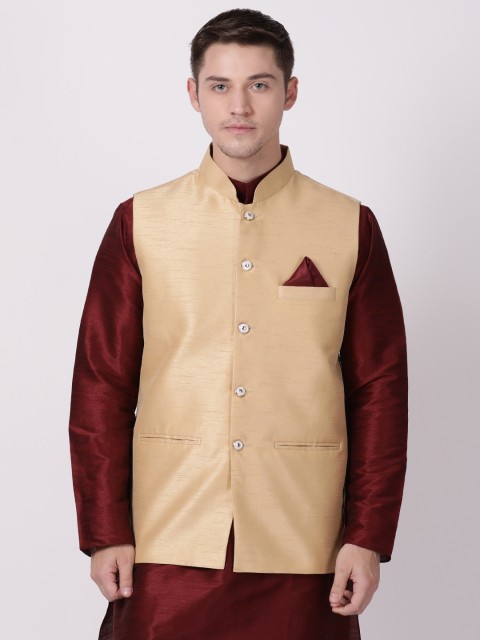 

TABARD Men Beige Solid Woven Nehru Jacket