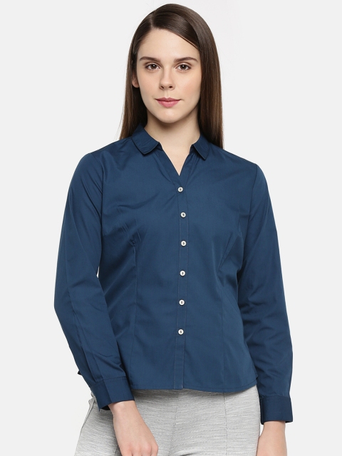 

Annabelle by Pantaloons Women Blue Regular Fit Solid Formal Shirt