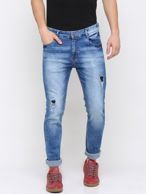 

CINOCCI Men Blue Slim Fit Mid-Rise Mildly Distressed Jeans