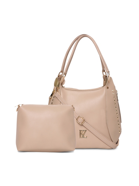 

Kazo Beige Solid Leather Hobo Bag