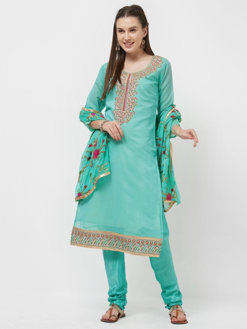 

Viva N Diva Women Sea Green Cotton Blend Unstitched Dress Material