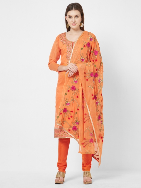 

Viva N Diva Women Orange Cotton Blend Unstitched Dress Material