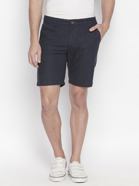 

BYFORD by Pantaloons Men Navy Blue Solid Regular Fit Regular Shorts