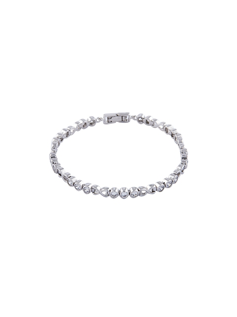 

Shaze Women Silver-Toned Rhodium-Plated CZ Stone-Studded Wraparound Bracelet