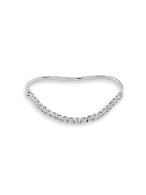 

Shaze Women Silver-Toned Rhodium-Plated CZ Stone-Studded Cuff Bracelet