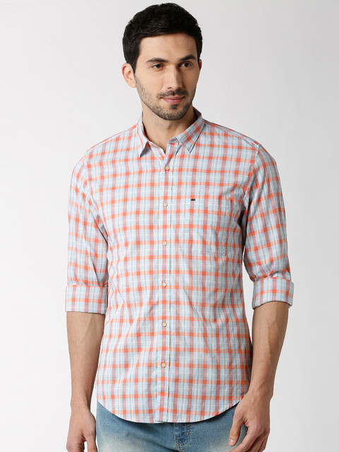 

Peter England Casuals Men Blue & Red Slim Fit Checked Casual Shirt