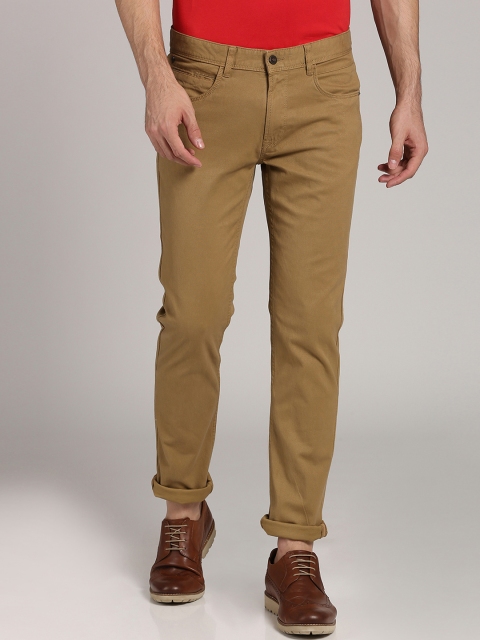 

Peter England Casuals Men Khaki Slim Fit Solid Regular Trousers