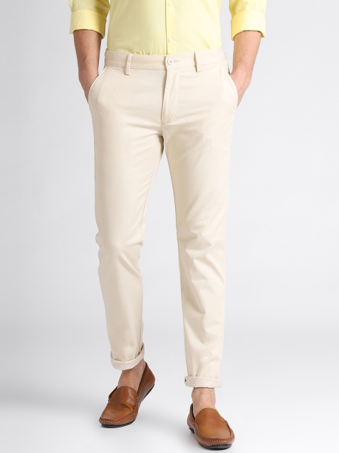 

Peter England Casuals Men Cream-Coloured Slim Fit Solid Chinos