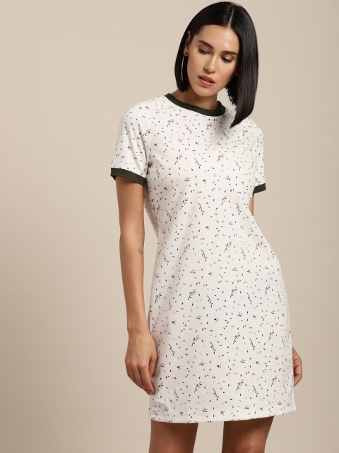 

her by invictus Women Off-White Printed Shift Dress