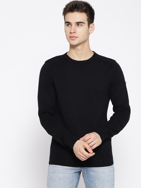 

Harley-Davidson Men Black Solid Slim Fit Sweater