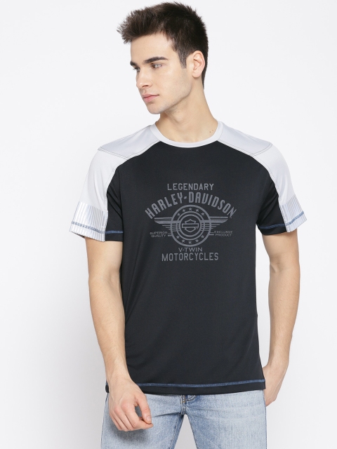 

Harley-Davidson Men Black & Grey Printed Round Neck T-shirt