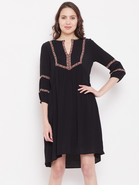 

I AM FOR YOU Women Black Solid A-Line Dress