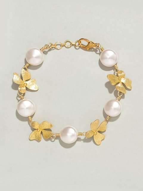 

Pipa Bella Gold-Plated Brass Link Bracelet with White Swarovski Pearls