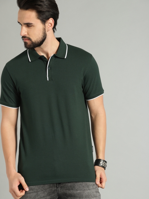 

Roadster Men Green Solid Polo Collar T-shirt