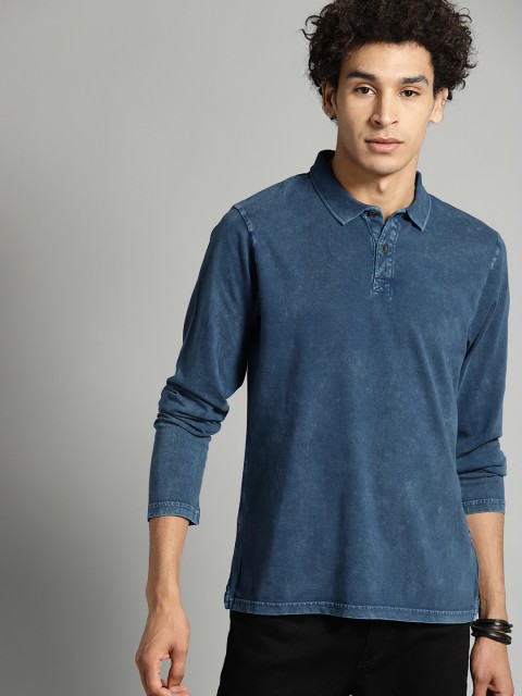 

The Roadster Lifestyle Co Men Navy Blue Dyed Polo Collar T-shirt
