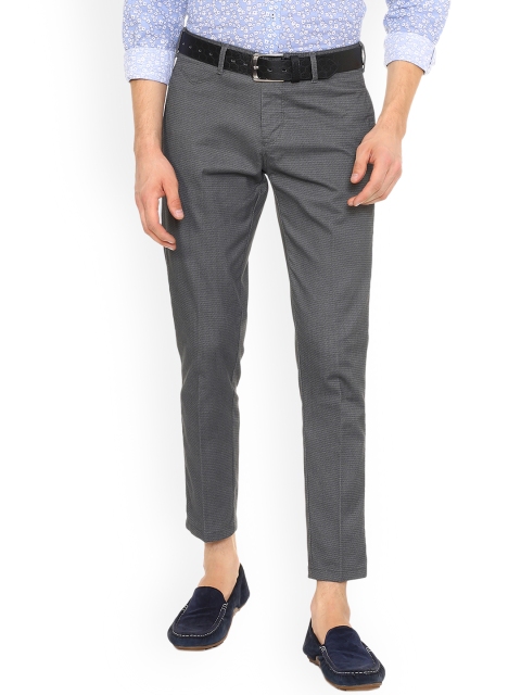 

Allen Solly Men Grey Slim Fit Self Design Regular Trousers