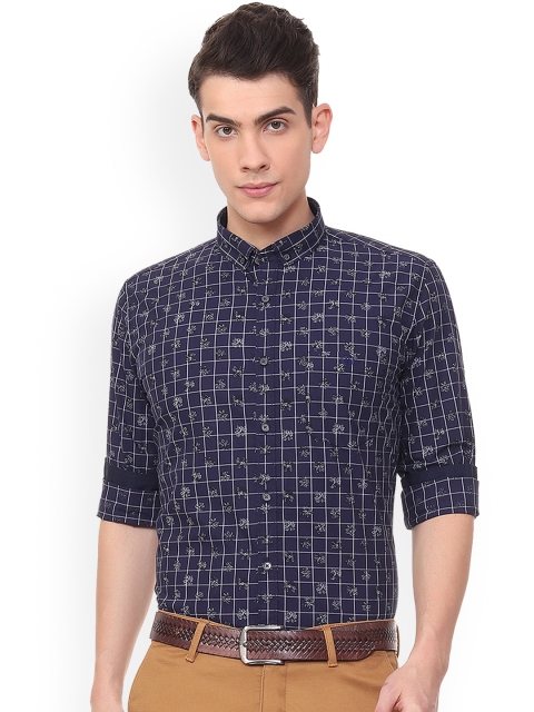 

Van Heusen Sport Men Navy Blue Slim Fit Checked Casual Shirt