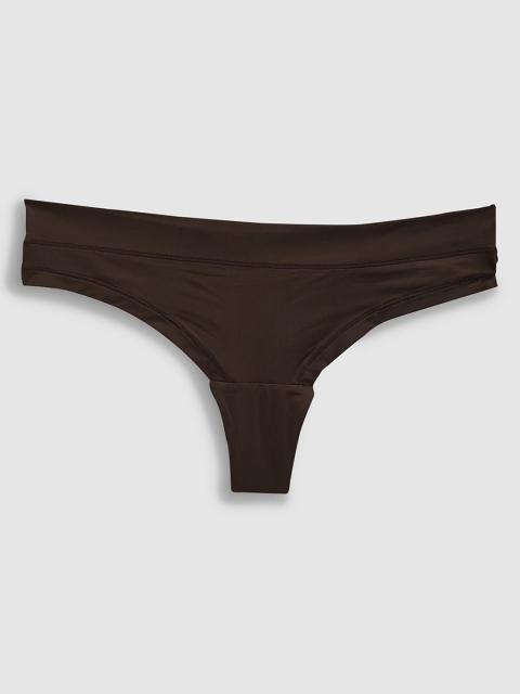 

next Women Brown Solid Thong Briefs 5059109380242